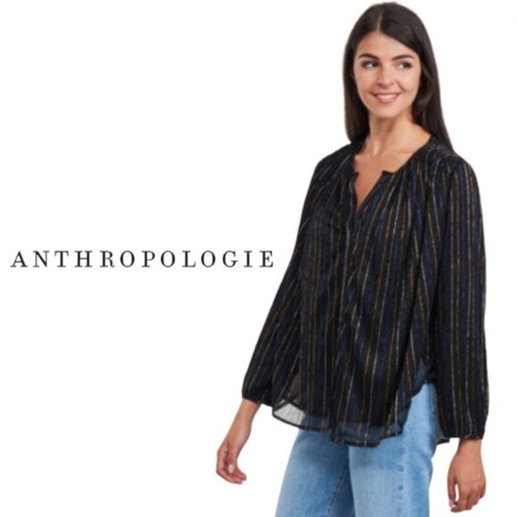 ANTHROPOLOGIE See U Soon Black Sparkle Multicoloured Blouse - Size XS - Picture 1 of 16
